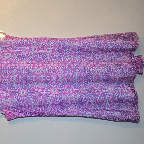 SUNDANCE Silk Abstract Flowy Leightweight Tiered Tie Waist Dress NWOT - Picture 8 of 12